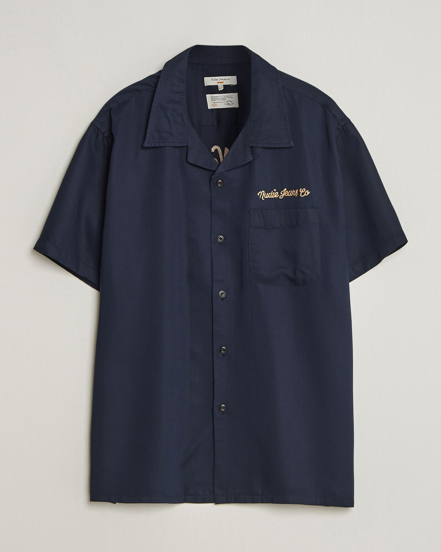Men | Shirts | Nudie Jeans | Arthur Bowling Shirt Navy