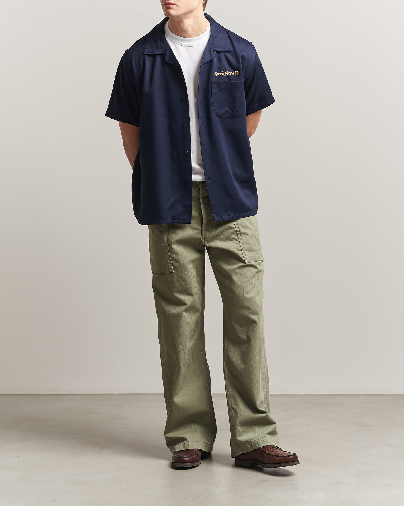 Men | Shirts | Nudie Jeans | Arthur Bowling Shirt Navy
