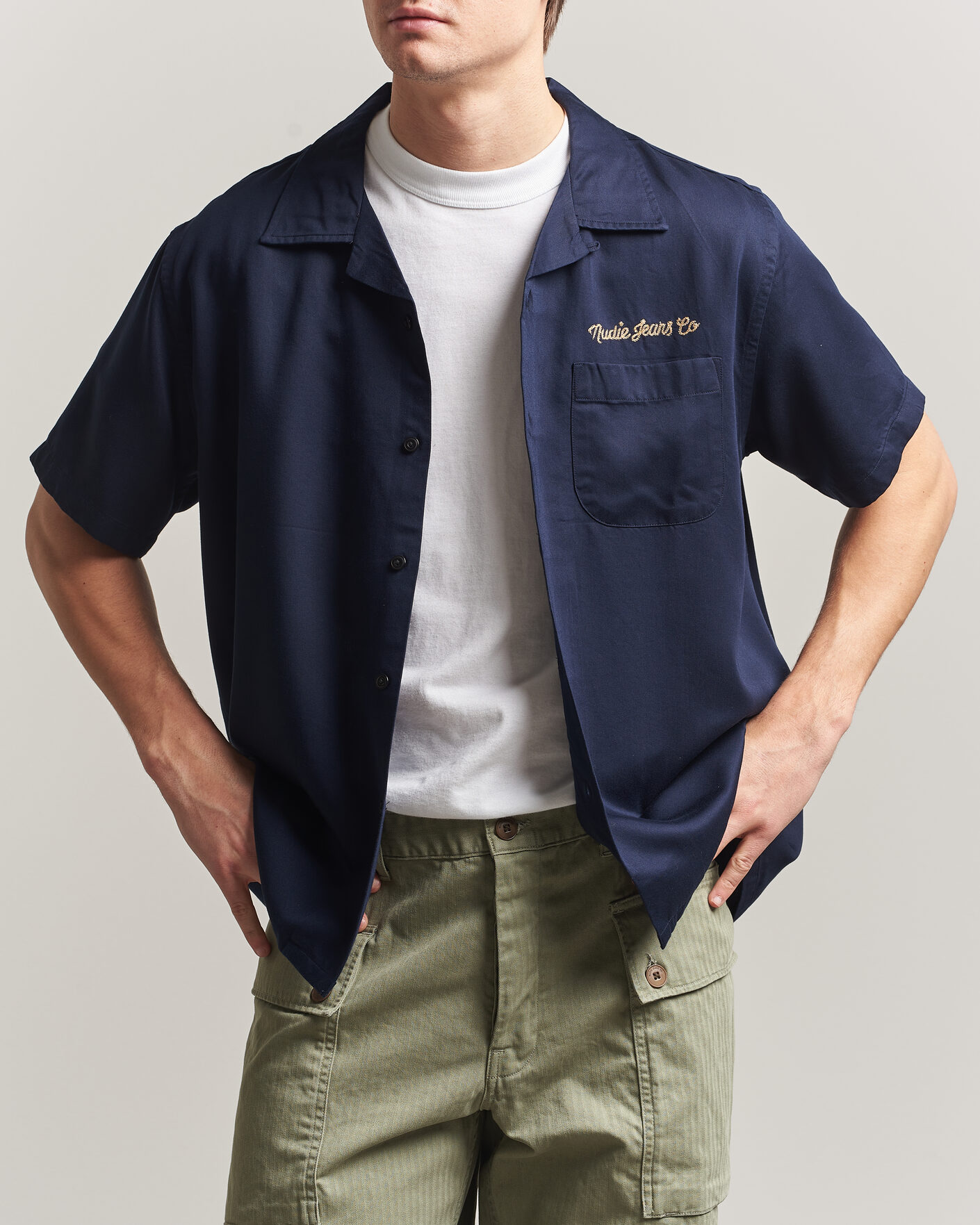 Men | Shirts | Nudie Jeans | Arthur Bowling Shirt Navy