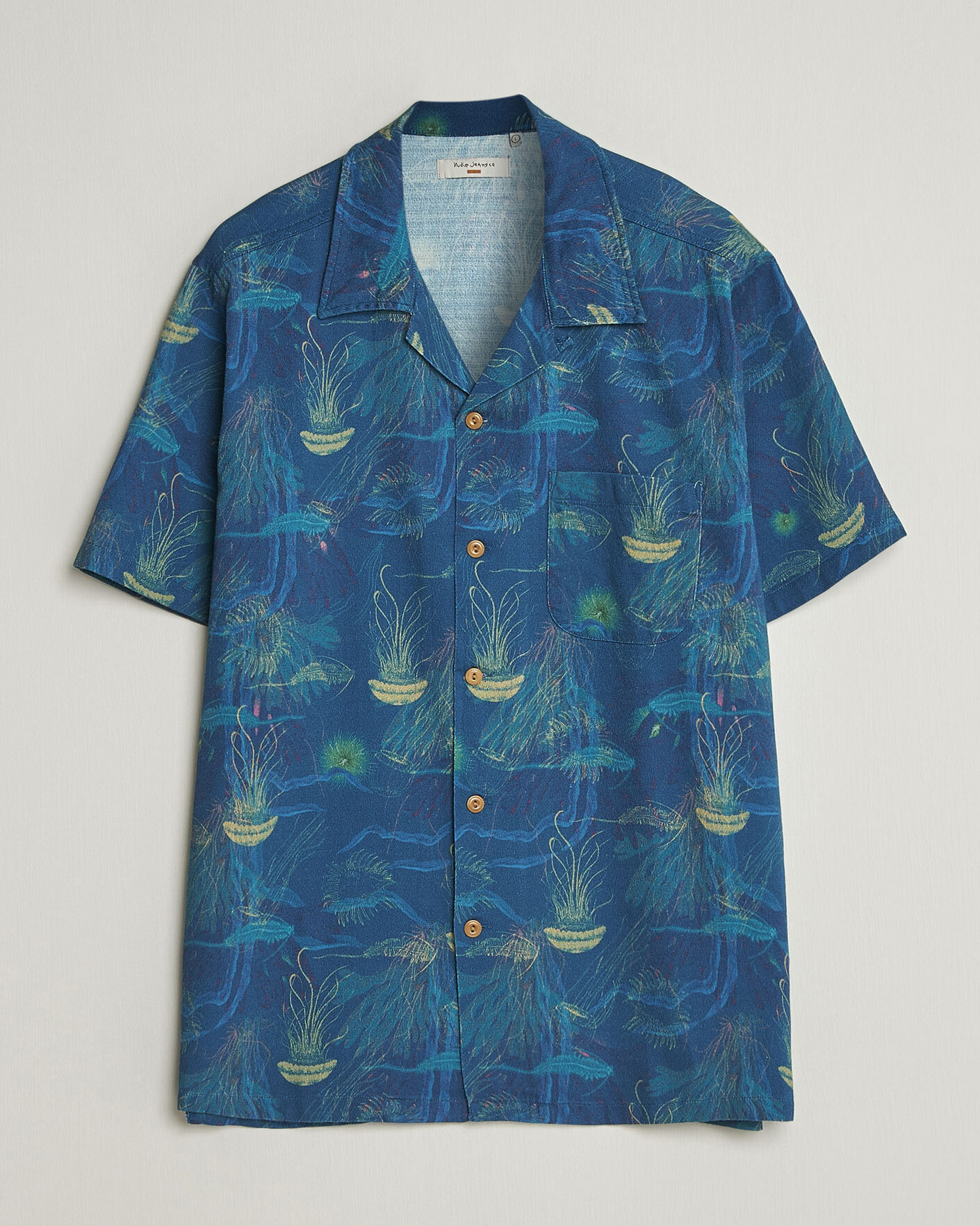 Men | Shirts | Nudie Jeans | Arvid Hawaii Shirt Deep Sea