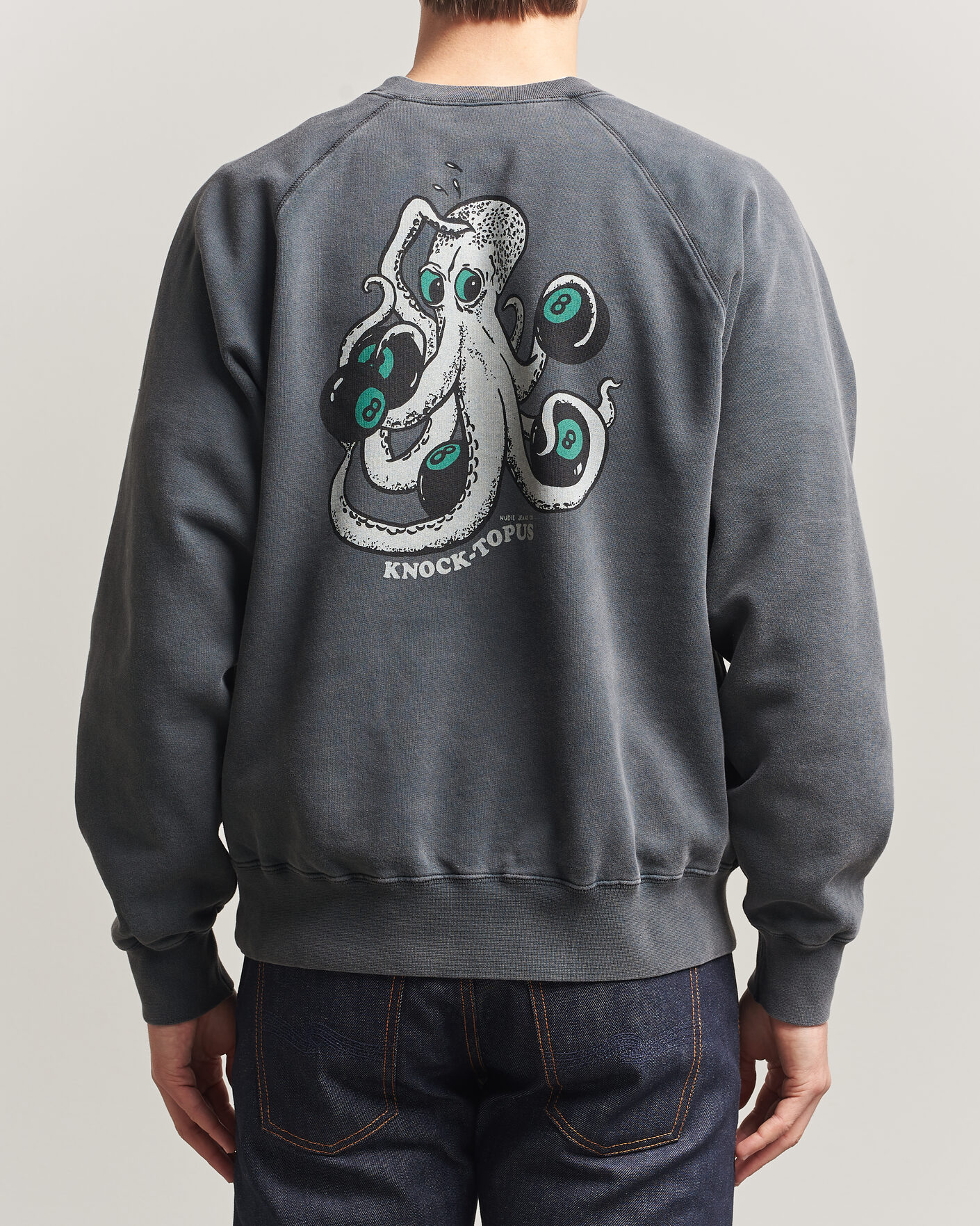 Men | Sweaters & Knitwear | Nudie Jeans | Palle Printed Crew Neck Sweatshirt Antracite
