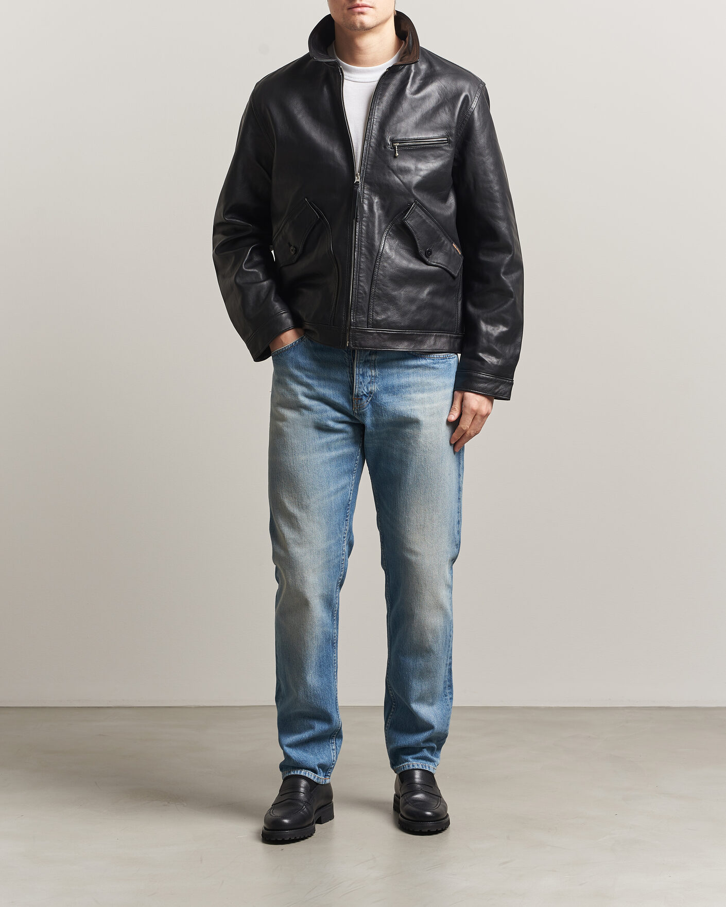 Men | Coats & Jackets | Nudie Jeans | Blake Leather Jacket Black