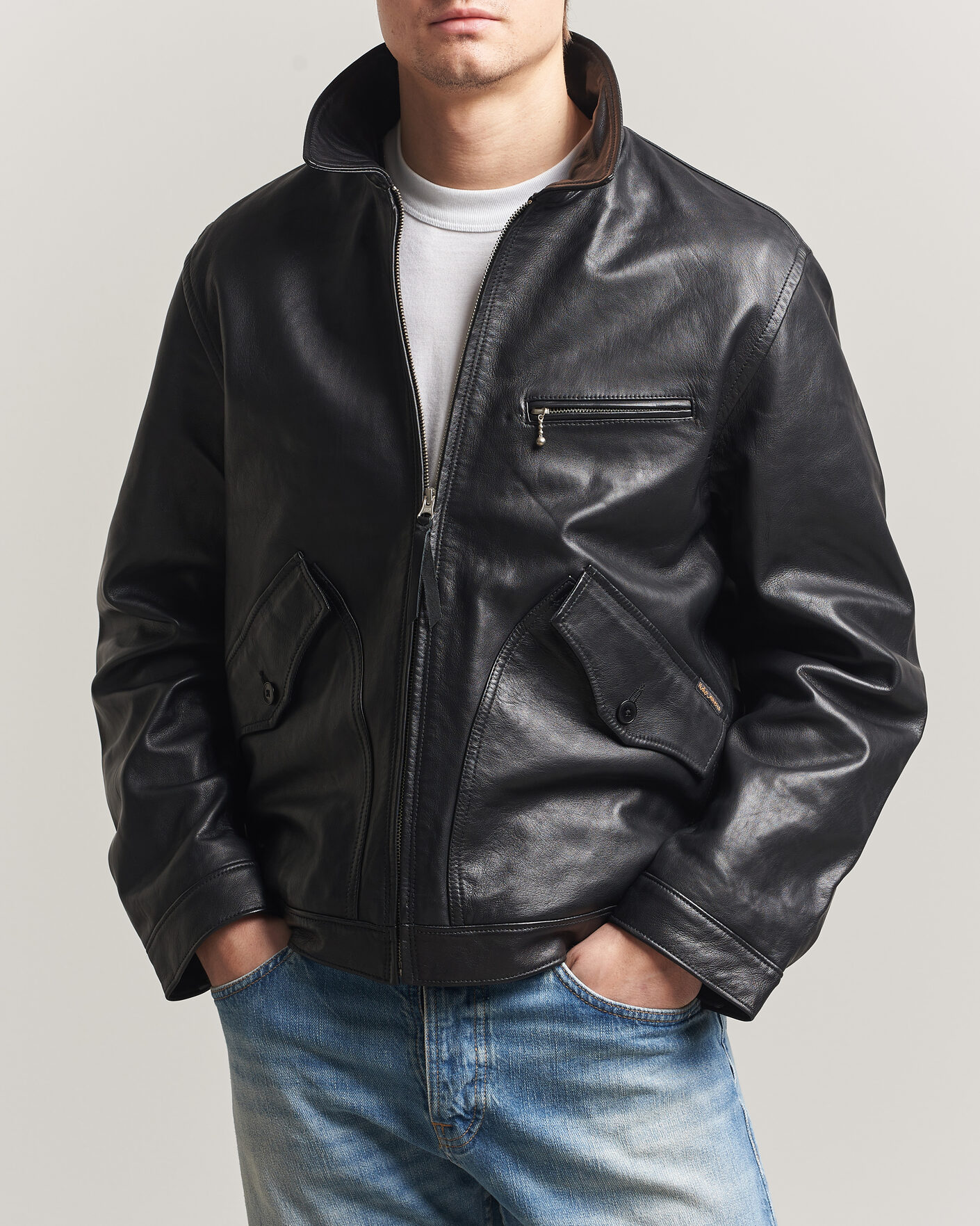 Nudie Jeans Blake Leather Jacket Black at CareOfCarl.com