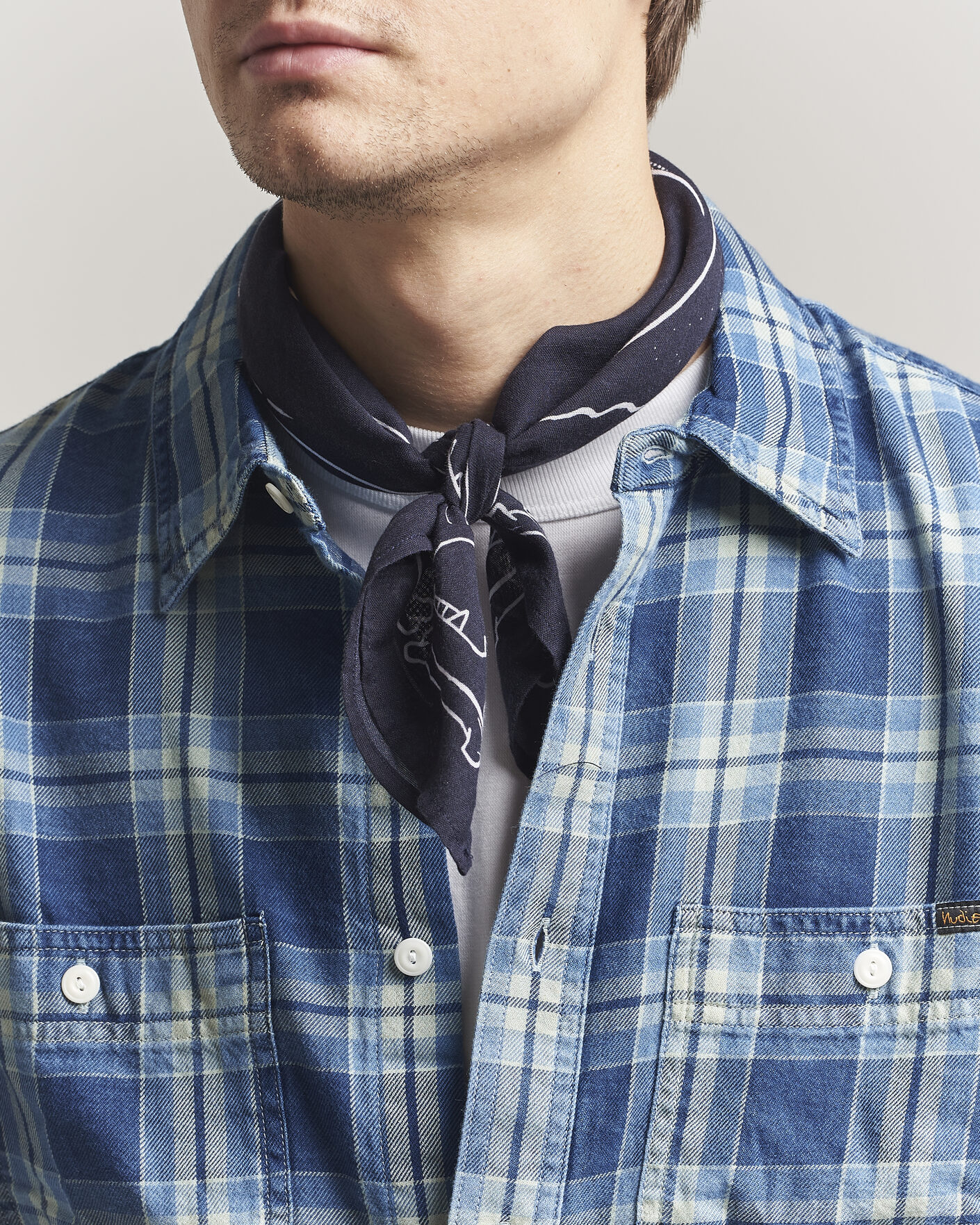 Men | Dress Scarves | Nudie Jeans | Ingrid Printed Bandana Blue