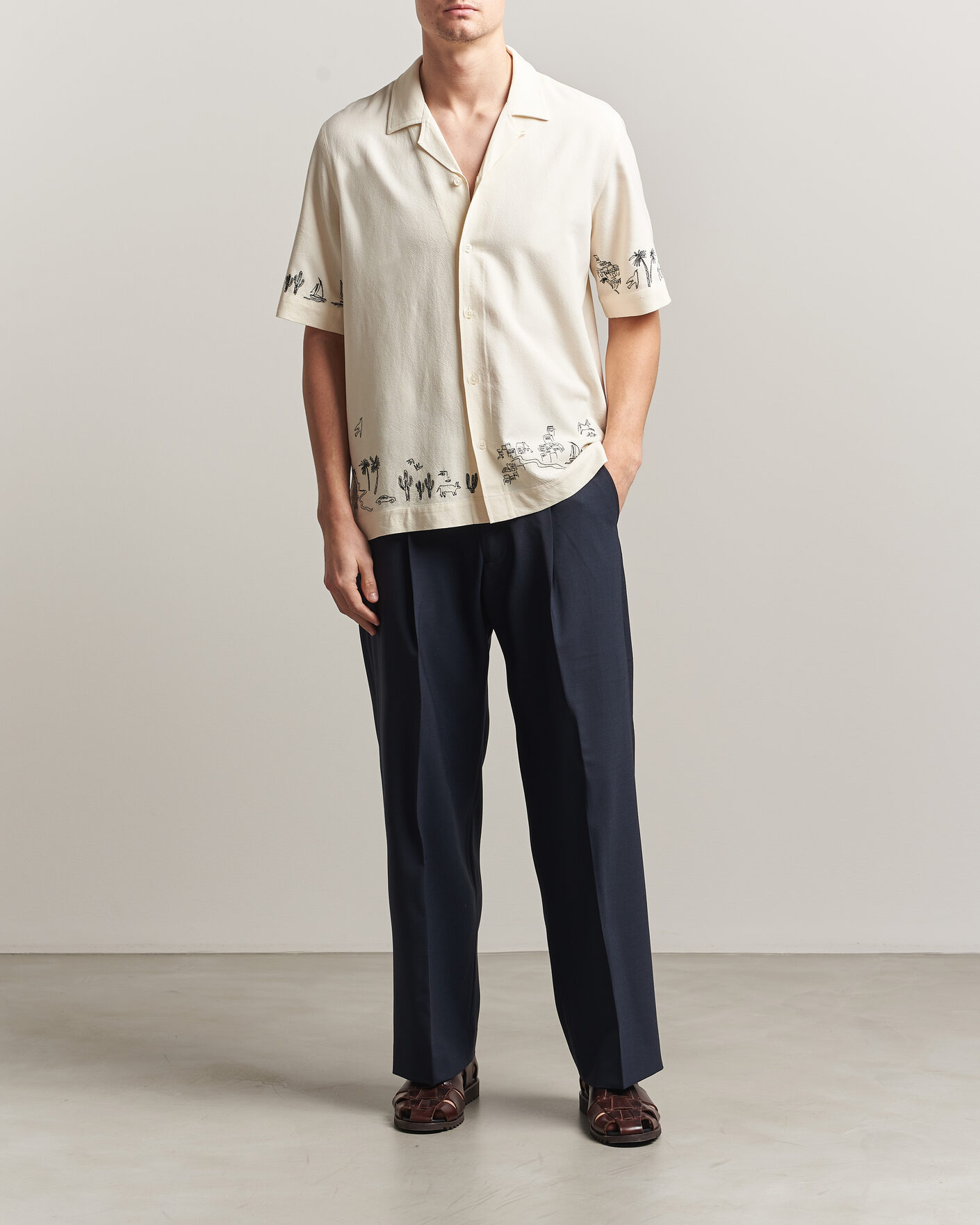 Men | Shirts | Paul Smith | Embroidered Short Sleeve Shirt White