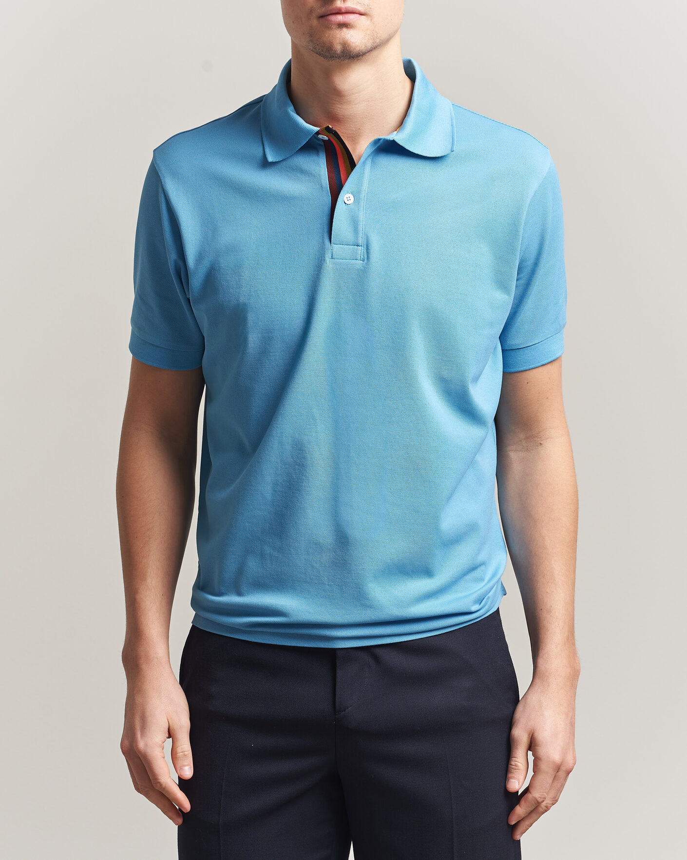 Men | Polo Shirts | Paul Smith | Placket Stripe Polo Blue