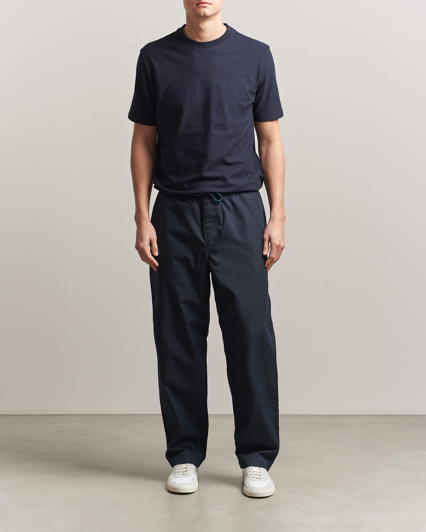 PS Paul Smith Casual Cotton Drawstring Trousers Navy at CareOfCarl.com
