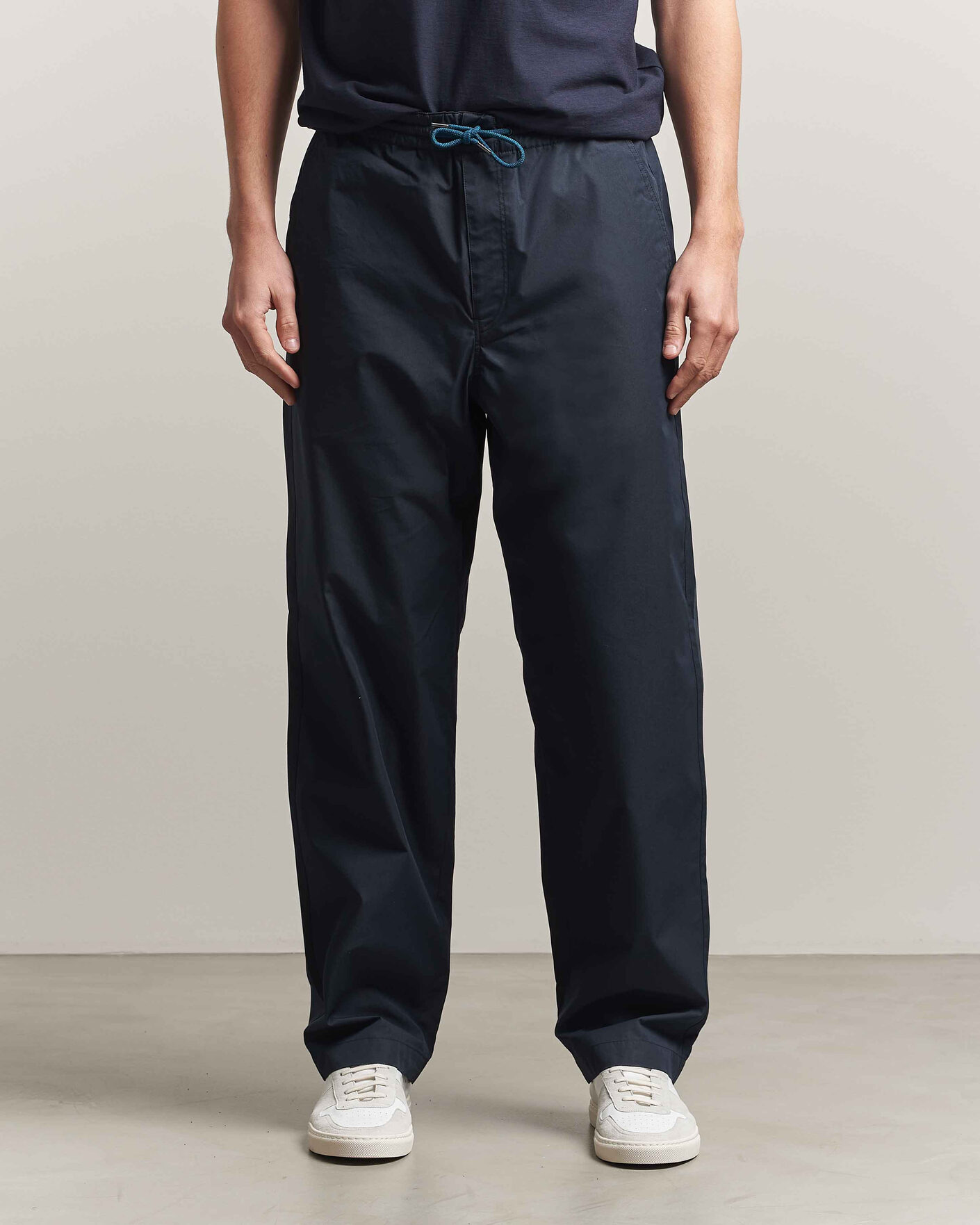 Men | Trousers | PS Paul Smith | Casual Cotton Drawstring Trousers Navy
