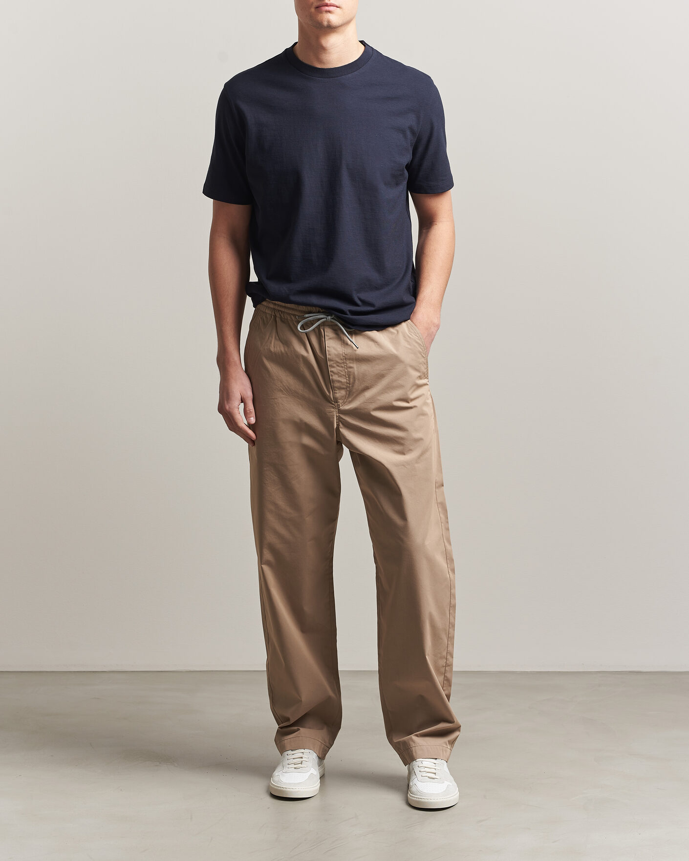 Men | Trousers | PS Paul Smith | Casual Cotton Drawstring Trousers Beige