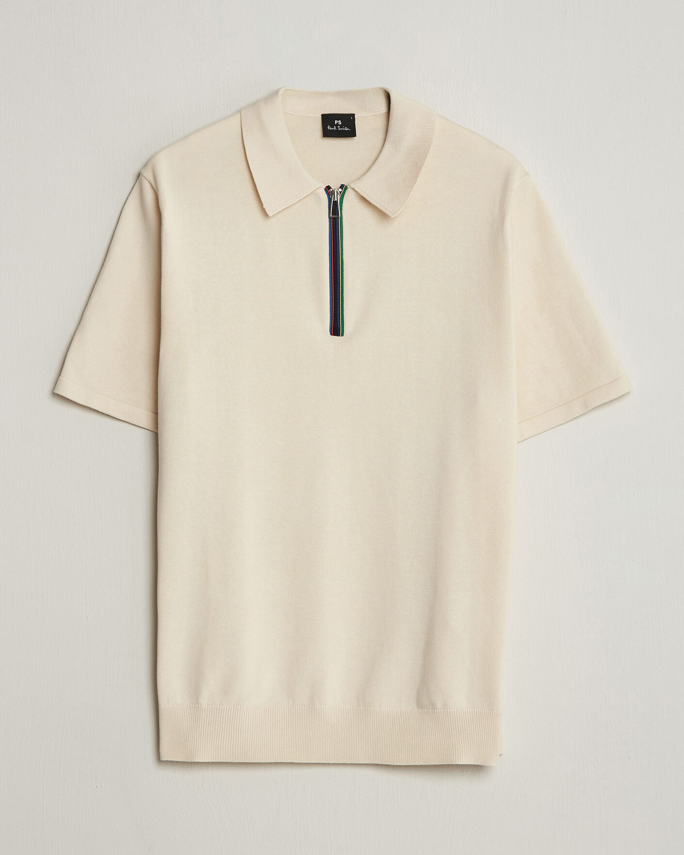 Men | Polo Shirts | PS Paul Smith | Cotton Knitted Half Zip Polo Off White