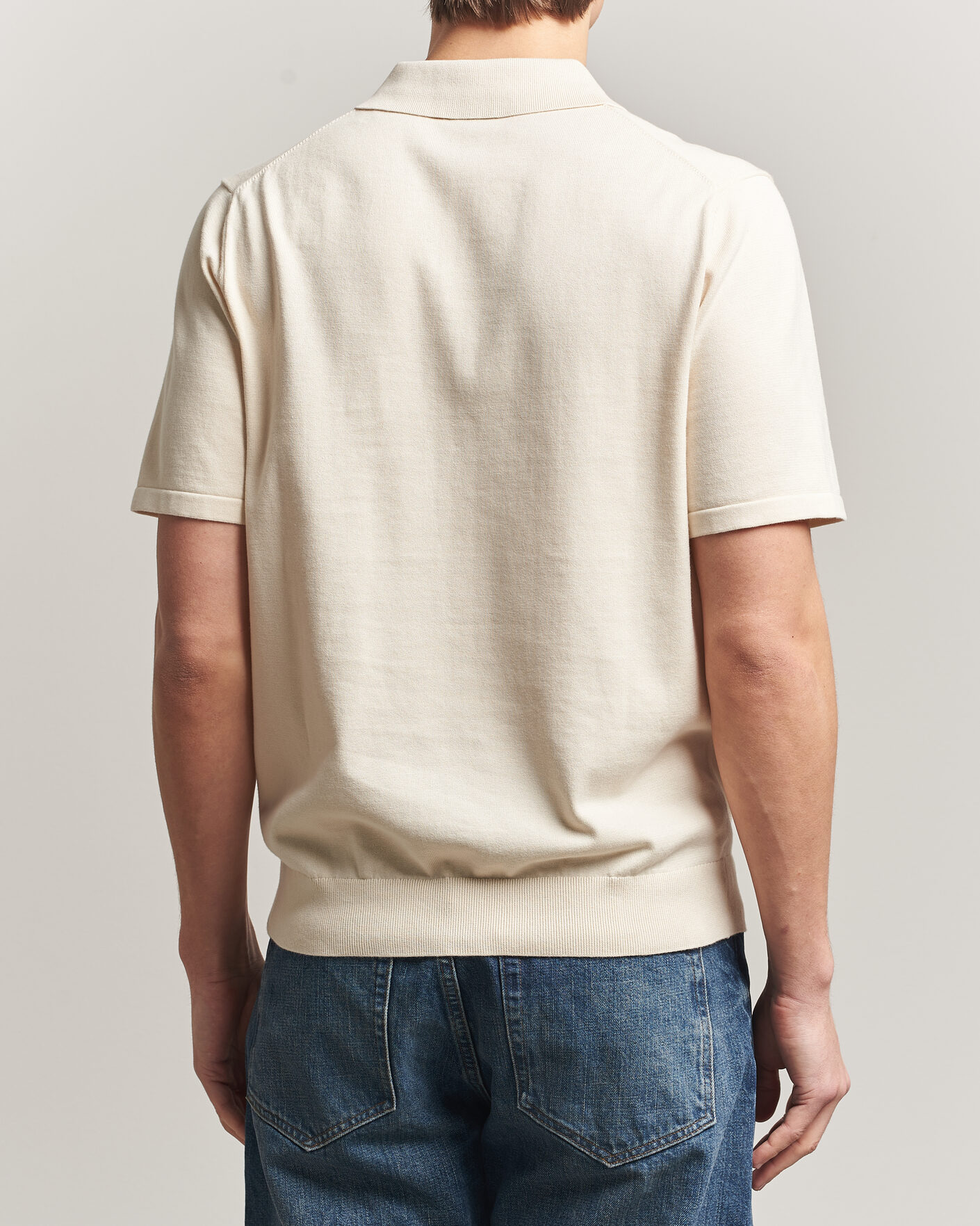 Men | Polo Shirts | PS Paul Smith | Cotton Knitted Half Zip Polo Off White