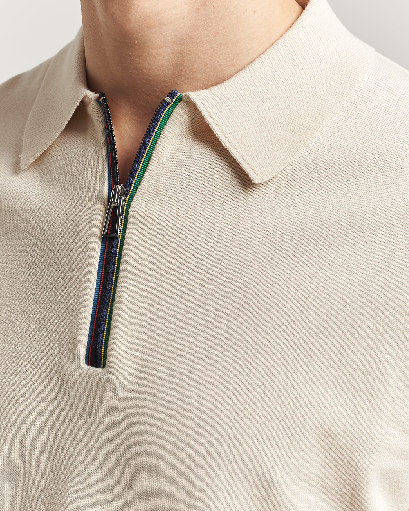 Men | Polo Shirts | PS Paul Smith | Cotton Knitted Half Zip Polo Off White