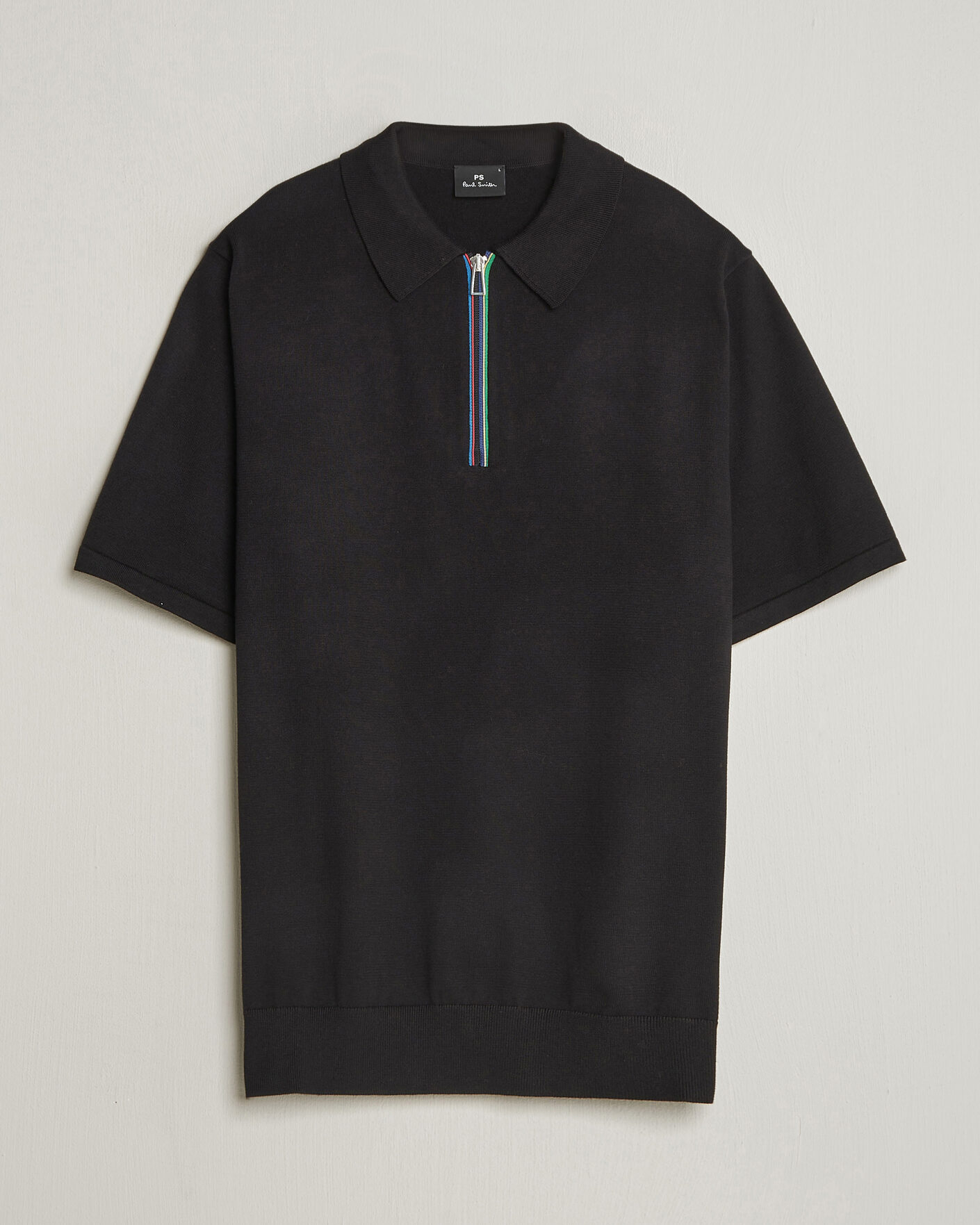 Men | Polo Shirts | PS Paul Smith | Cotton Knitted Half Zip Polo Black