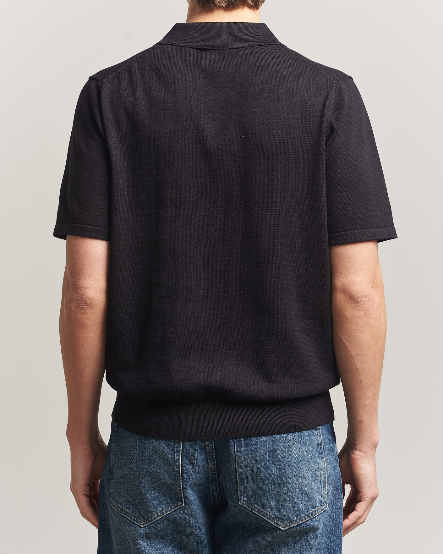 Men | Polo Shirts | PS Paul Smith | Cotton Knitted Half Zip Polo Black