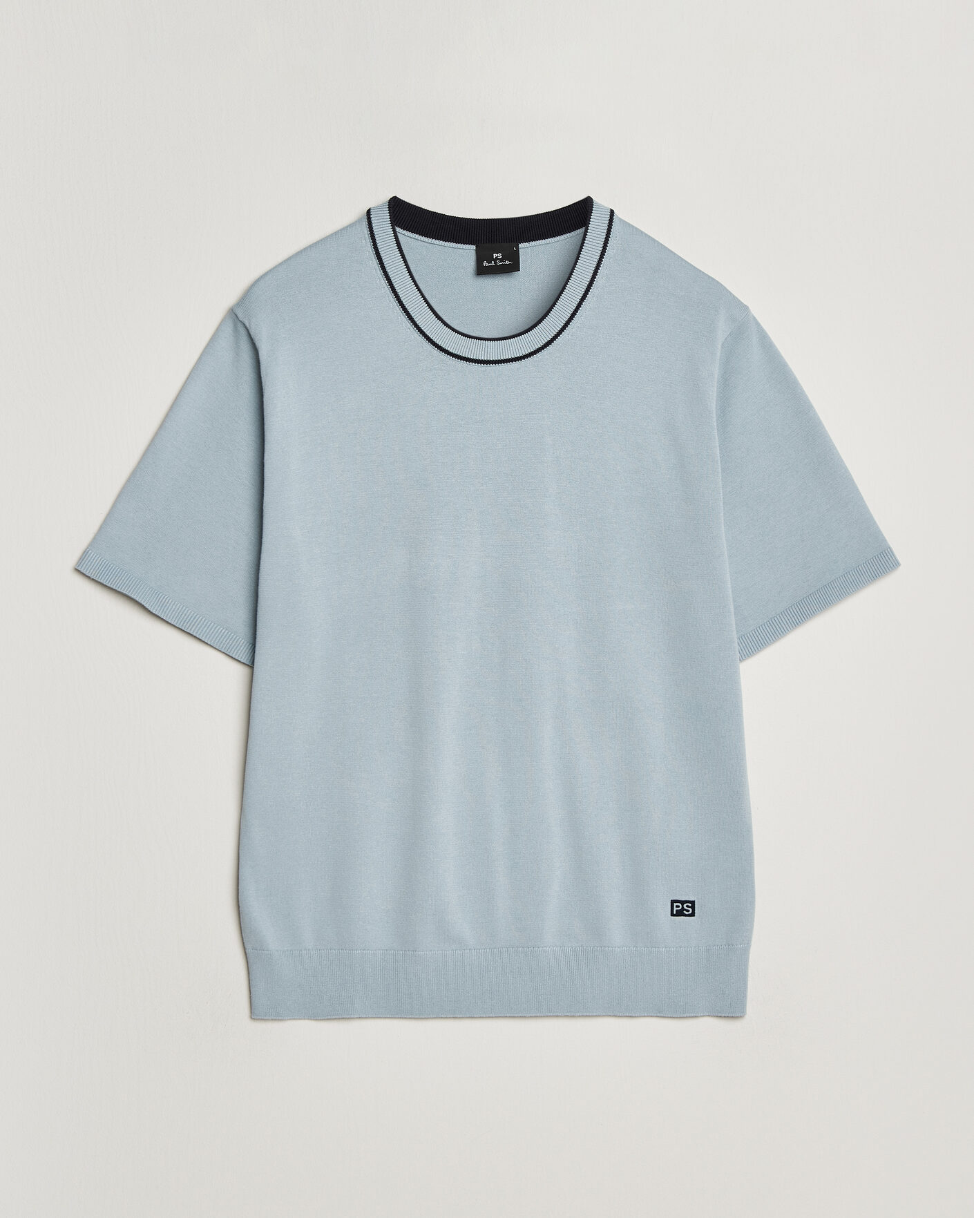 Men | T-Shirts | PS Paul Smith | Cotton Knitted T-Shirt Light Blue