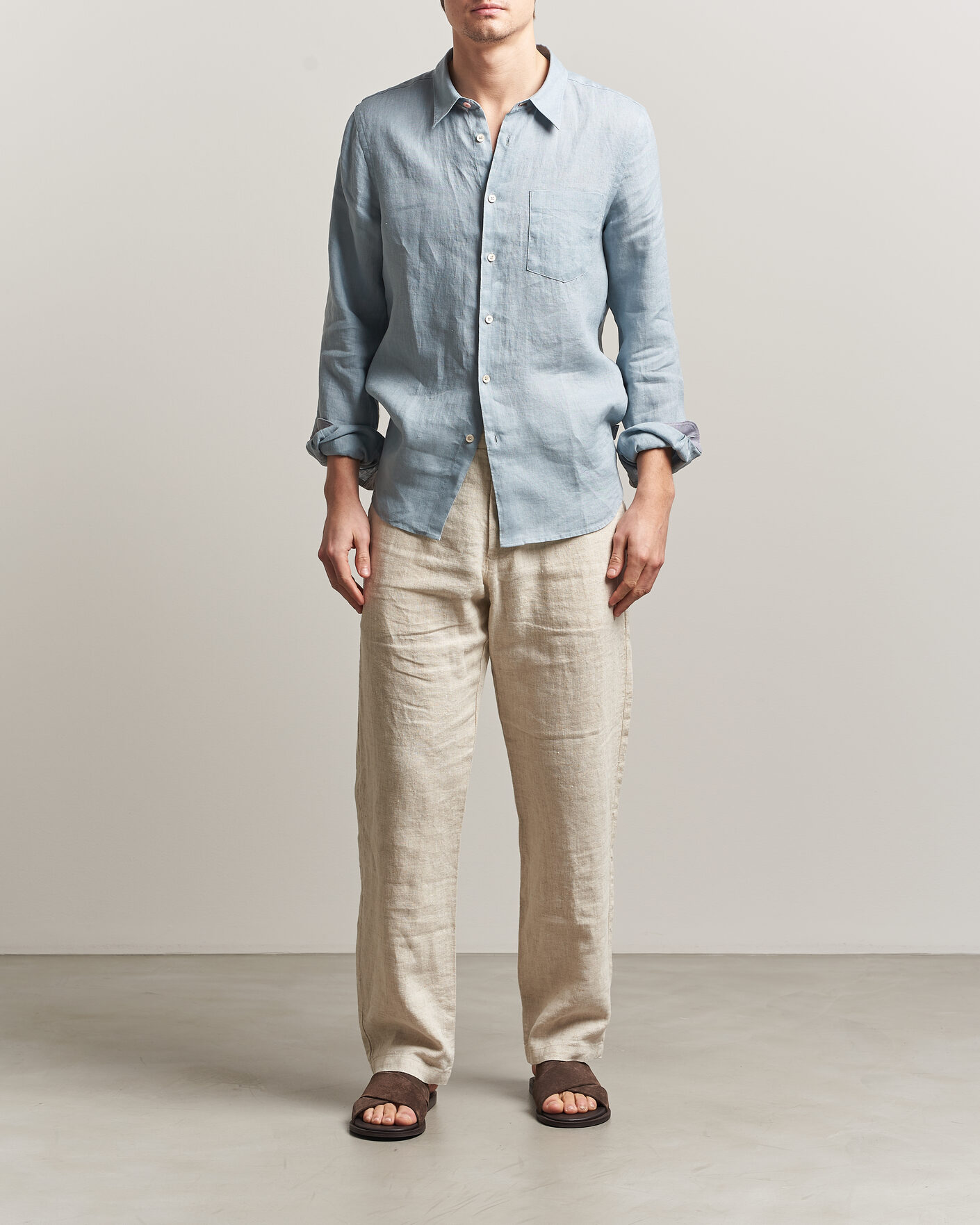 Men | Shirts | PS Paul Smith | Tailored Fit Linen Shirt Light Blue