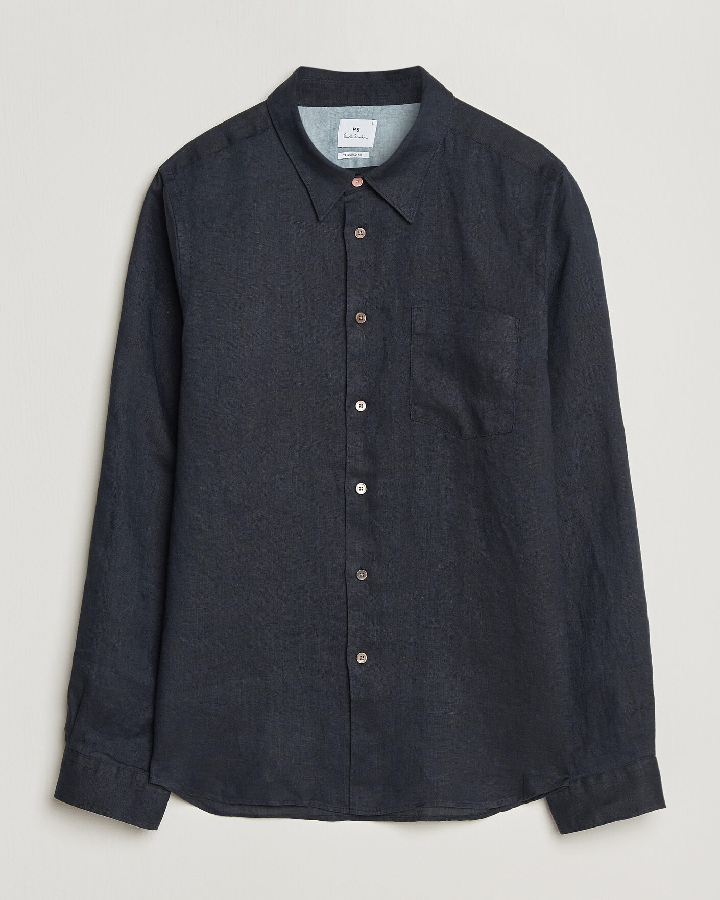 Men | Shirts | PS Paul Smith | Tailored Fit Linen Shirt Navy