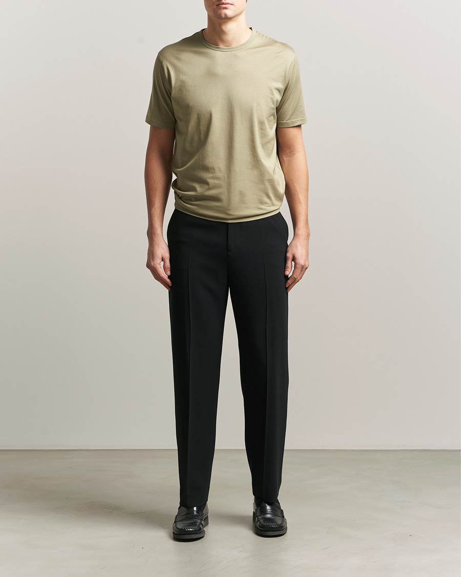 Men | T-Shirts | Sunspel | Crew Neck Q82 Cotton T-Shirt Pistachio