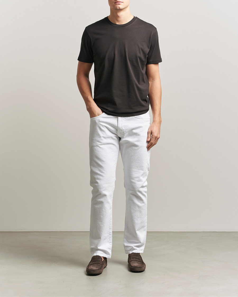 Men | T-Shirts | Sunspel | Riviera Midweight T-Shirt Dark Chocolate