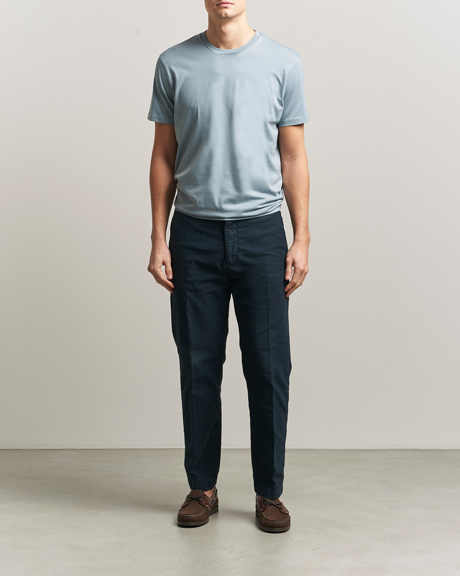 Men | T-Shirts | Sunspel | Riviera Midweight T-Shirt Stone Blue