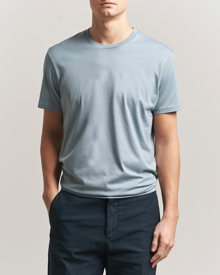 Men | T-Shirts | Sunspel | Riviera Midweight T-Shirt Stone Blue