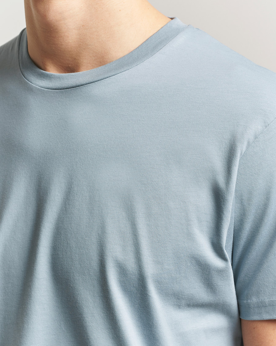 Men | T-Shirts | Sunspel | Riviera Midweight T-Shirt Stone Blue