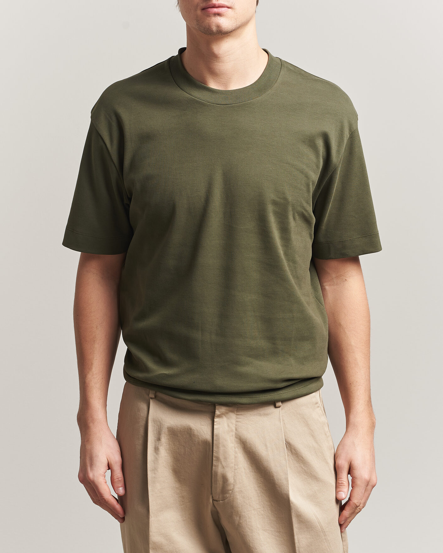 Sunspel Heavy Weight Supima Cotton T-Shirt Deep Olive at