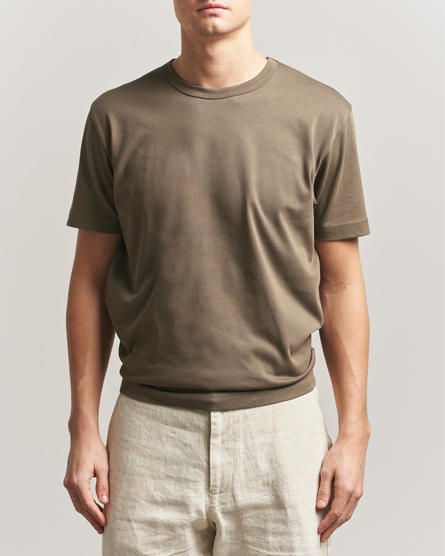 Men | T-Shirts | Sunspel | Single Jersey Supima Cotton T-Shirt Dark Cedar