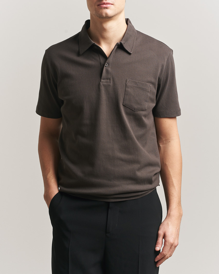 Men | Polo Shirts | Sunspel | Riviera Polo Shirt Dark Chocolate