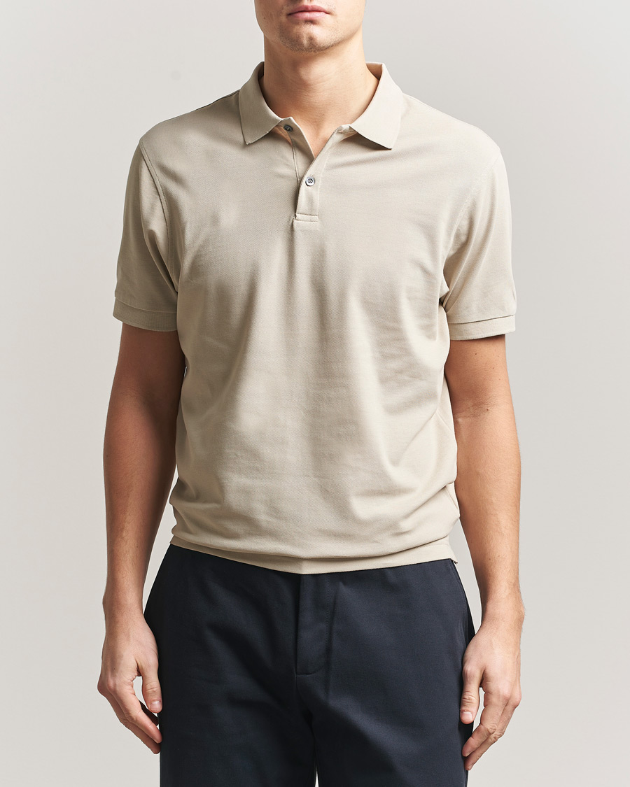 Men | Polo Shirts | Sunspel | Supima Cotton Short Sleeve Pique Polo Hazelwood