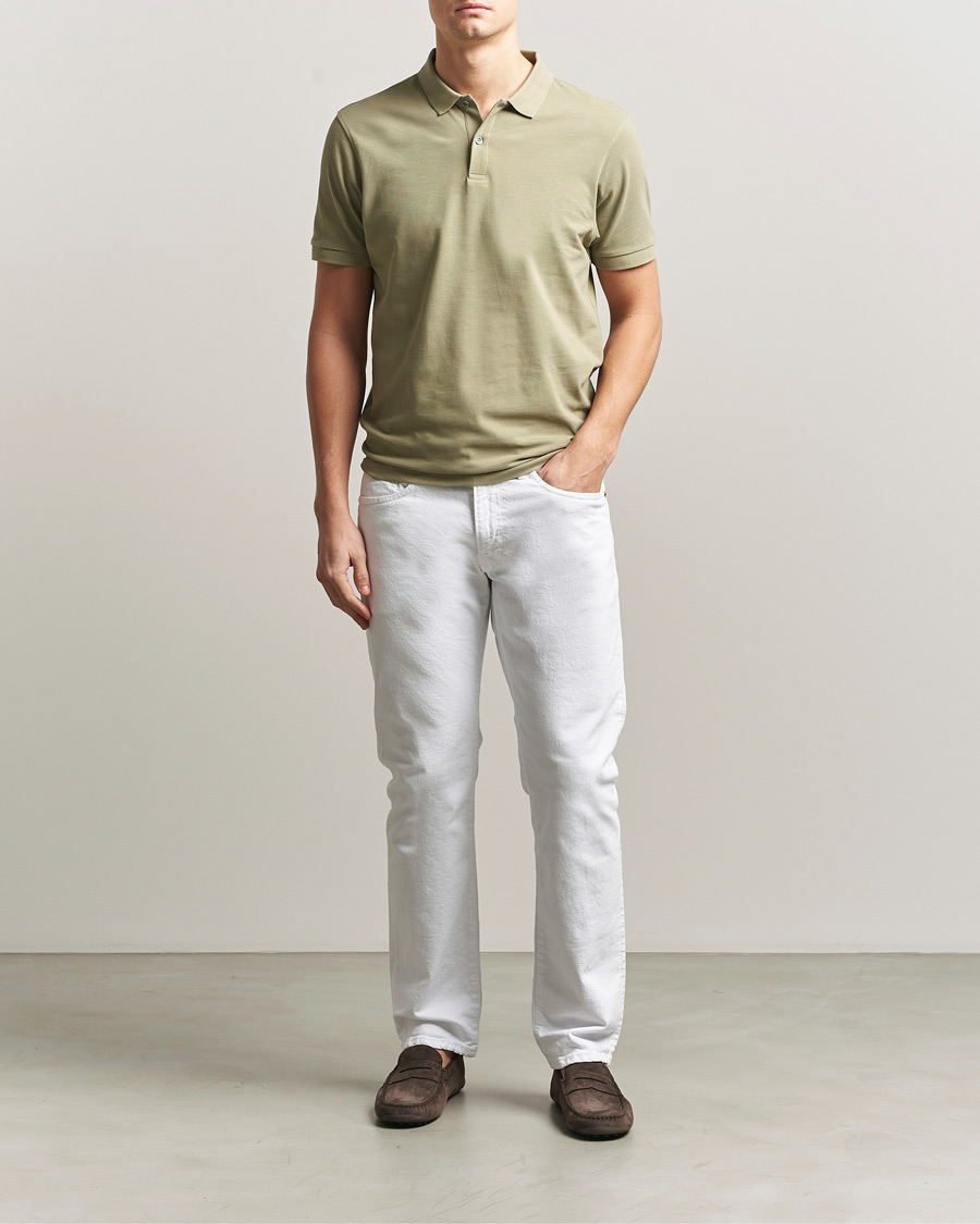 Men | Polo Shirts | Sunspel | Supima Cotton Short Sleeve Pique Polo Pistachio