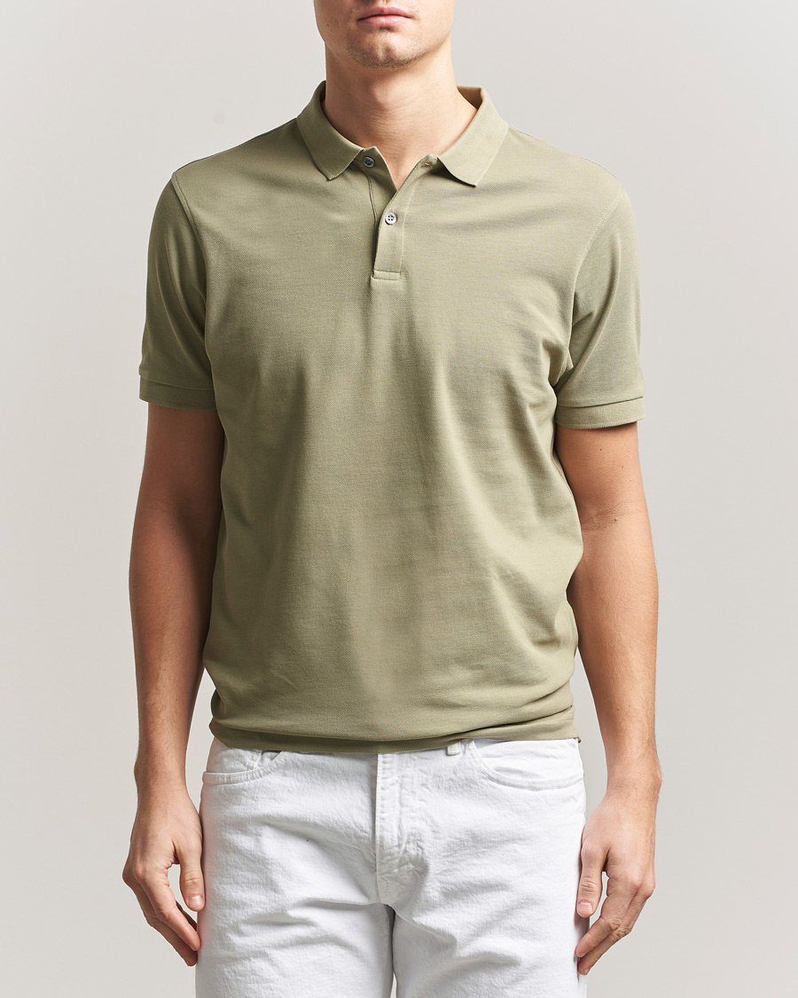 Men | Polo Shirts | Sunspel | Supima Cotton Short Sleeve Pique Polo Pistachio