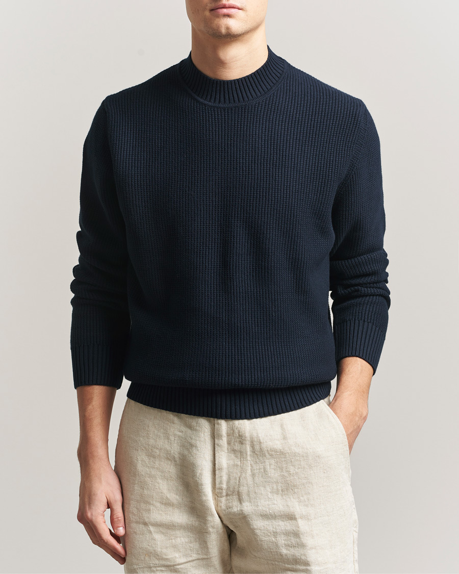 Stone Island Knitted Lambwool Sweater Navy Blue at CareOfCarl.com