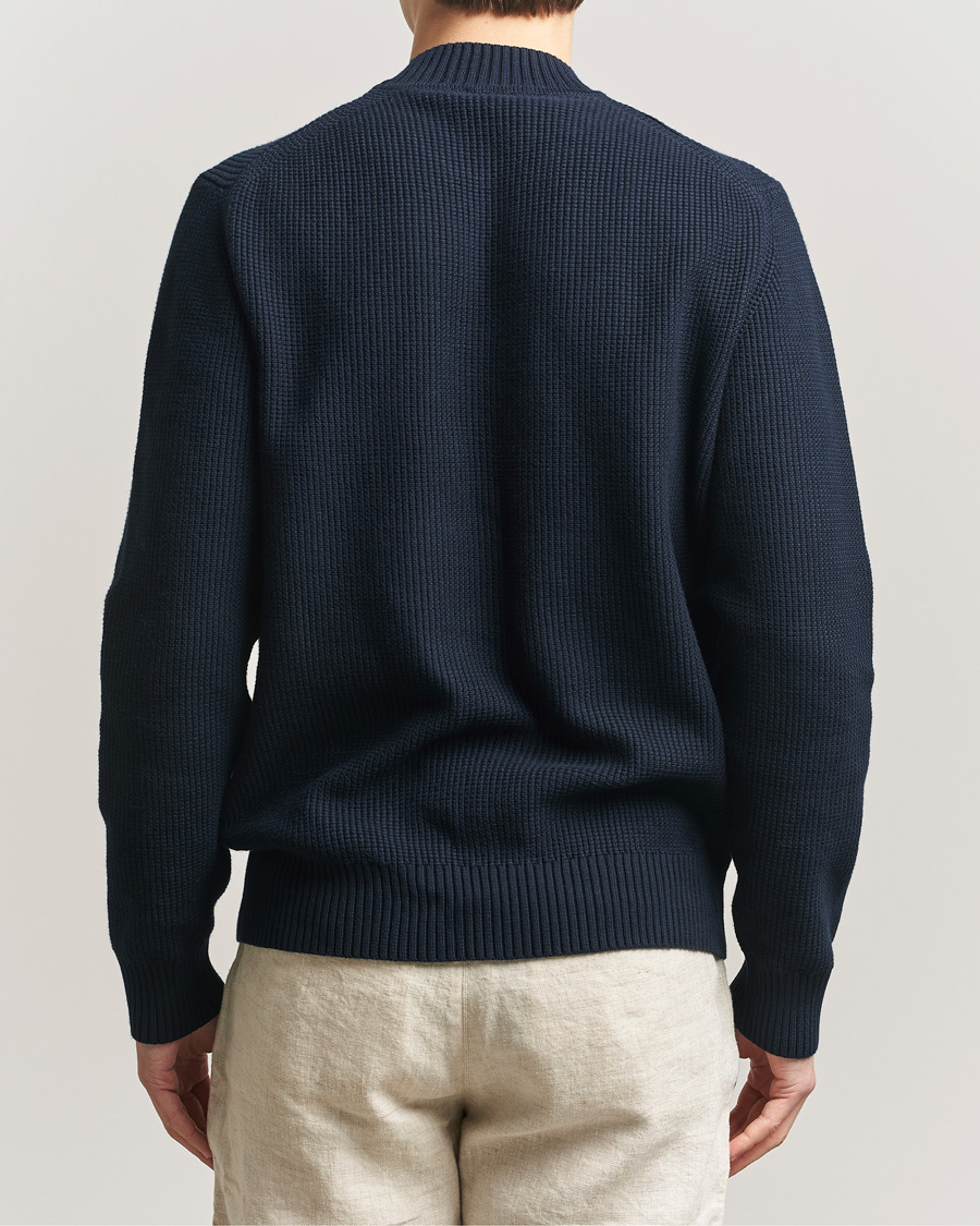 Men | Sweaters & Knitwear | Sunspel | Cotton Stitch Mock Neck Navy