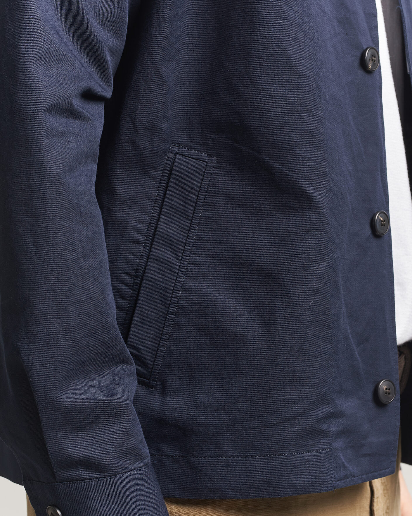 Men | Coats & Jackets | Sunspel | Cotton/Linen Jacket Navy