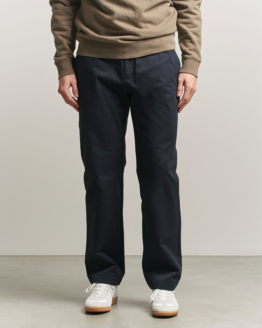 Men | Trousers | Sunspel | Soft Cotton Drill Trousers Navy