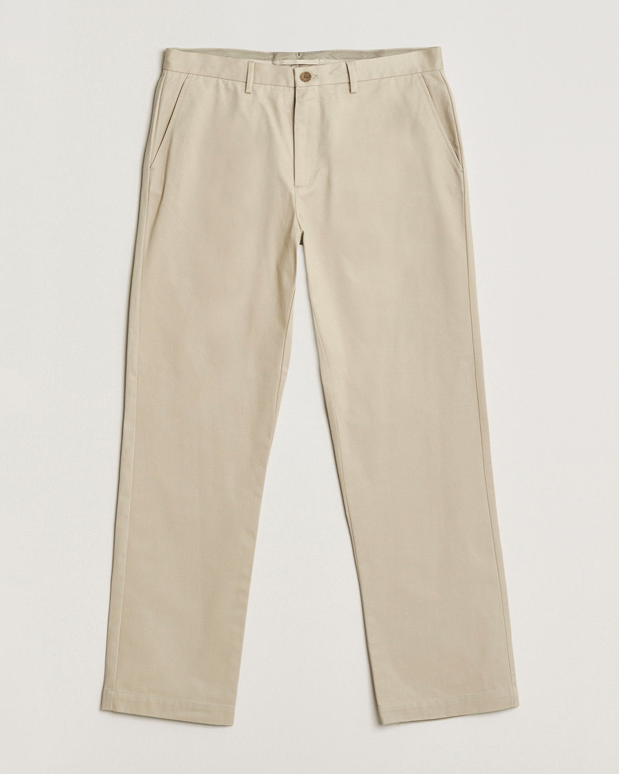 Men | Trousers | Sunspel | Soft Cotton Drill Trousers Light Stone