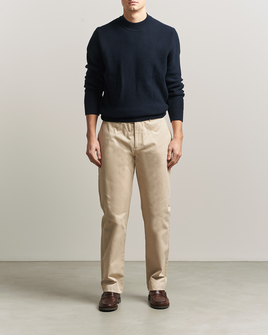 Men | Trousers | Sunspel | Soft Cotton Drill Trousers Light Stone