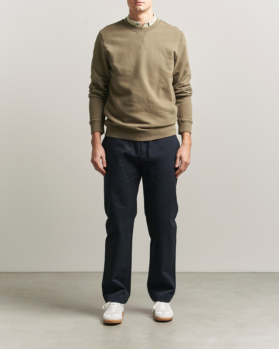 Men | Sweaters & Knitwear | Sunspel | Loopback Sweatshirt Dark Cedar