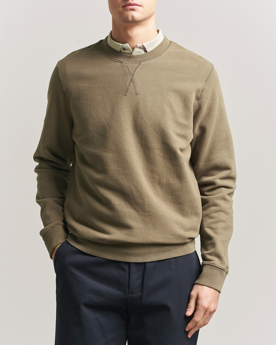 Men | Sweaters & Knitwear | Sunspel | Loopback Sweatshirt Dark Cedar