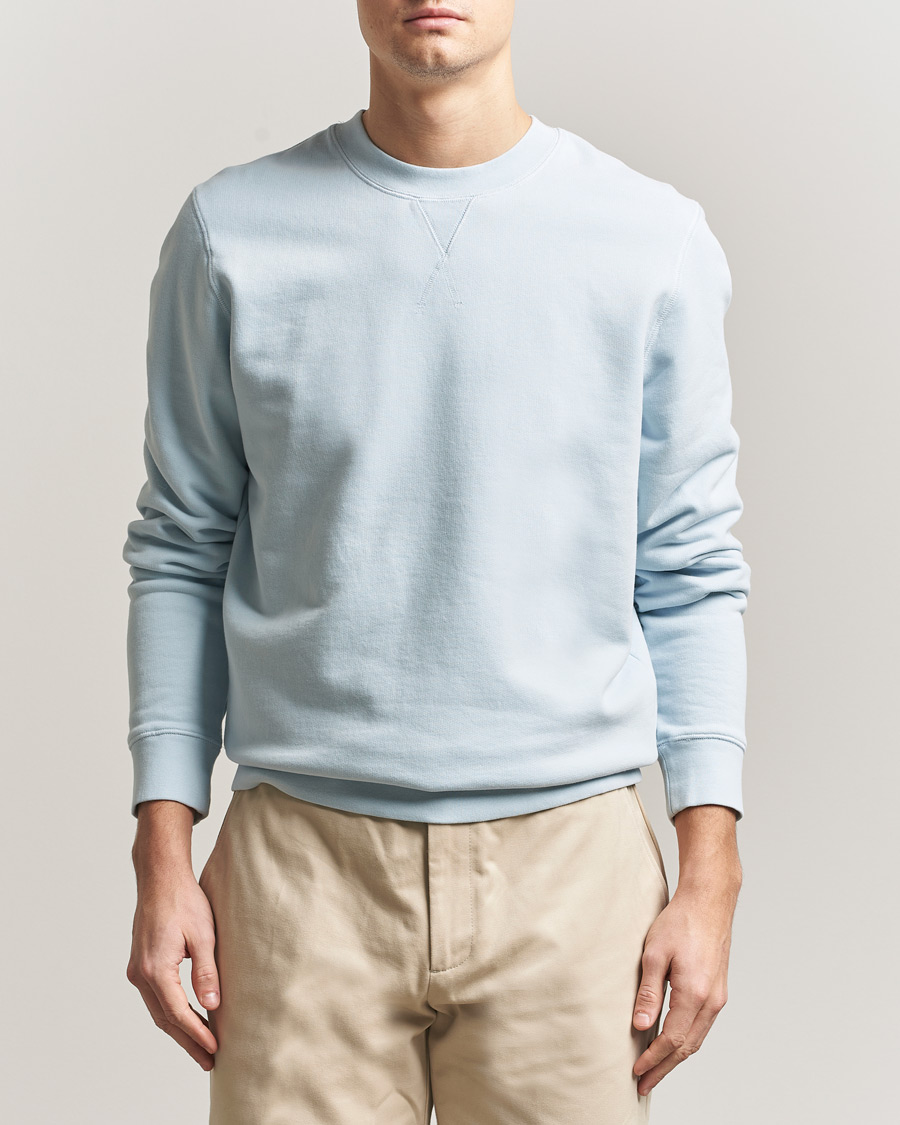 Men | Sweaters & Knitwear | Sunspel | Loopback Sweatshirt Pastel Blue