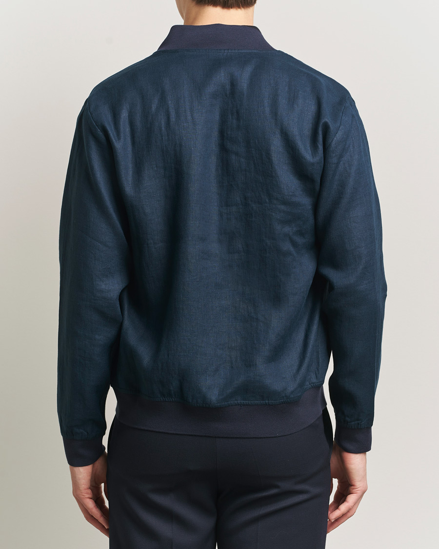 Men | Coats & Jackets | Kiton | Unlined Linen Bomber Jacket Navy
