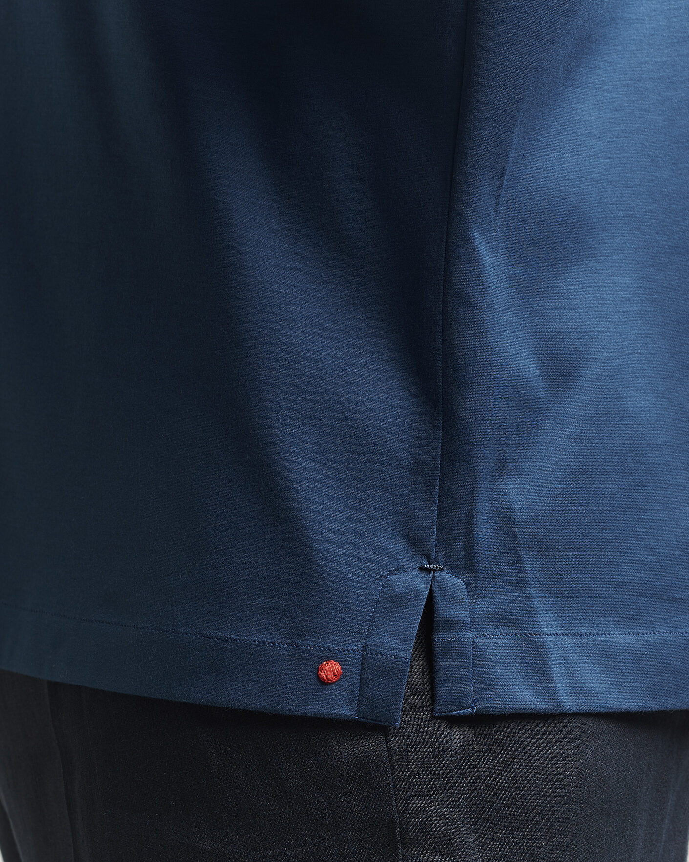Men | Polo Shirts | Kiton | Short Sleeve Jersey Polo Dark Blue