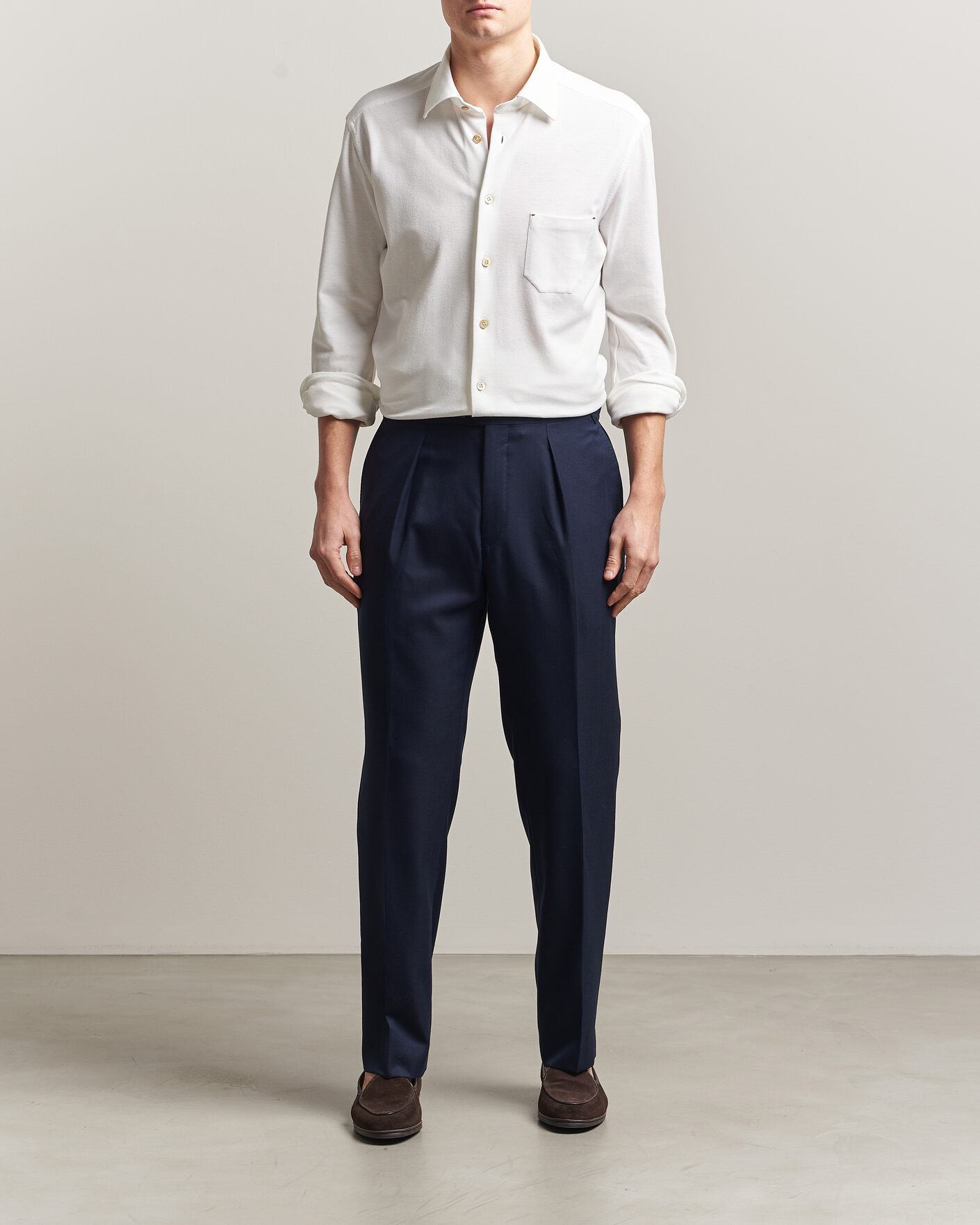 Men | Shirts | Kiton | Jersey Piquet Shirt White