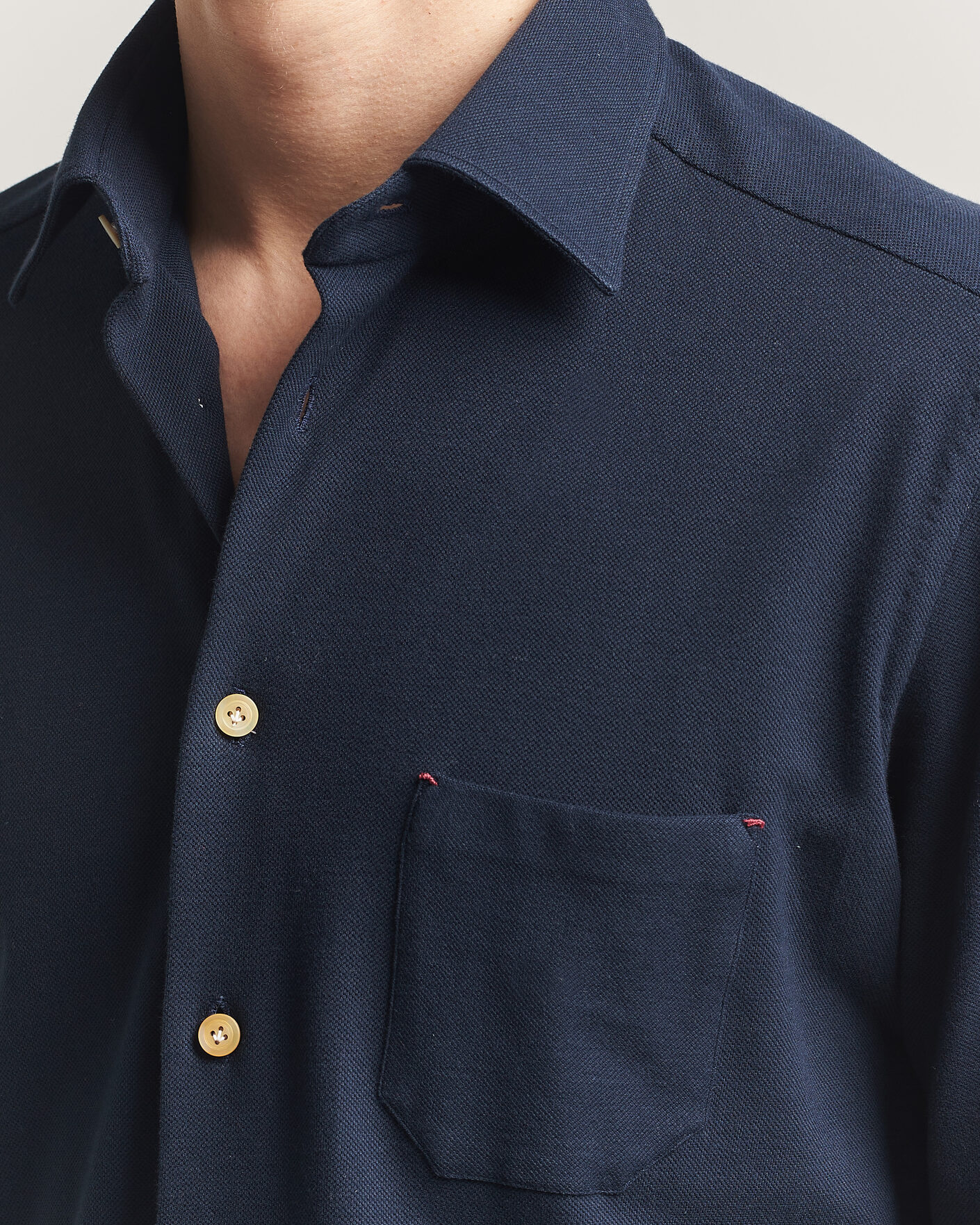 Men | Shirts | Kiton | Jersey Piquet Shirt Navy