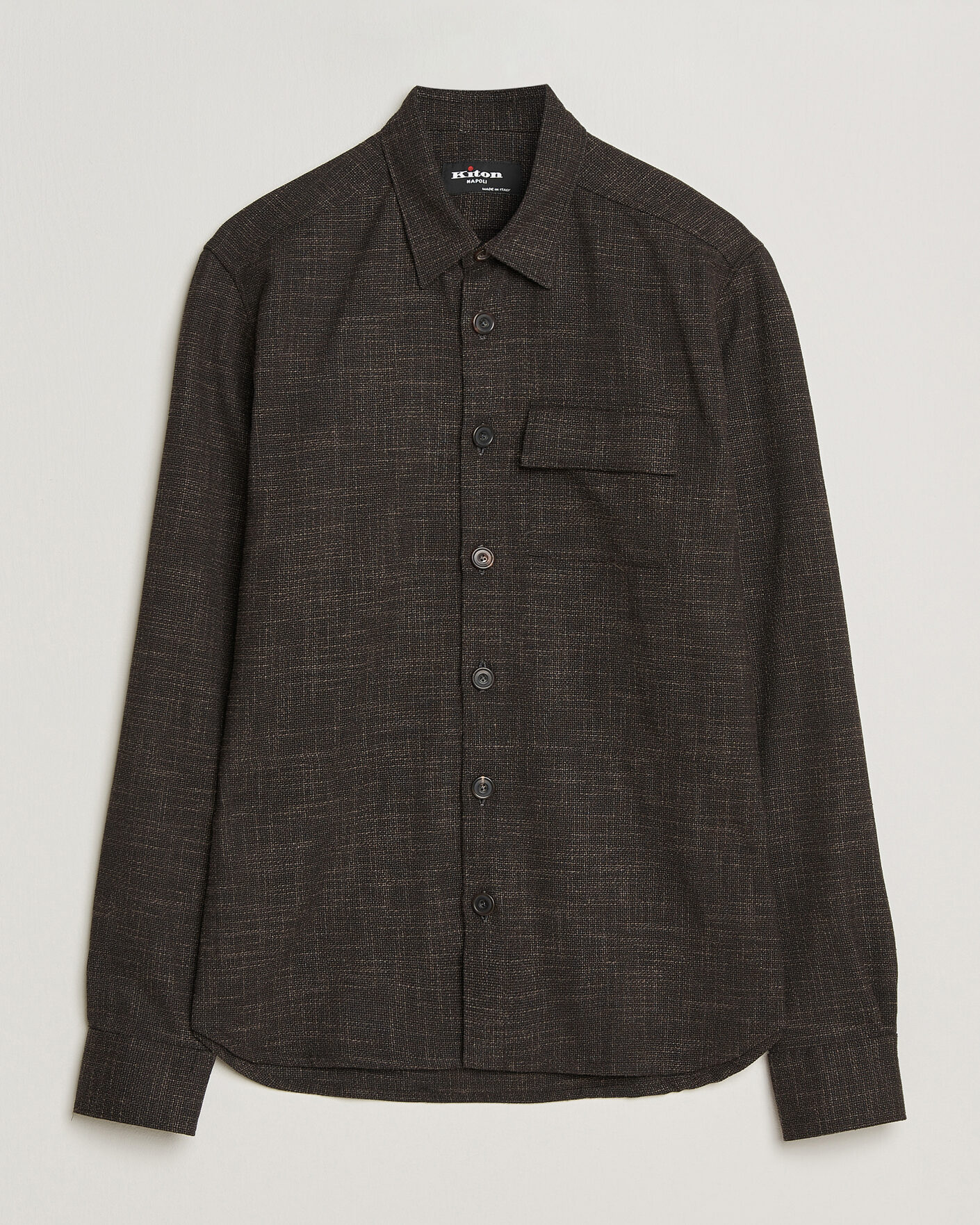 Men | Shirts | Kiton | Virgin Wool Overshirt Dark Brown