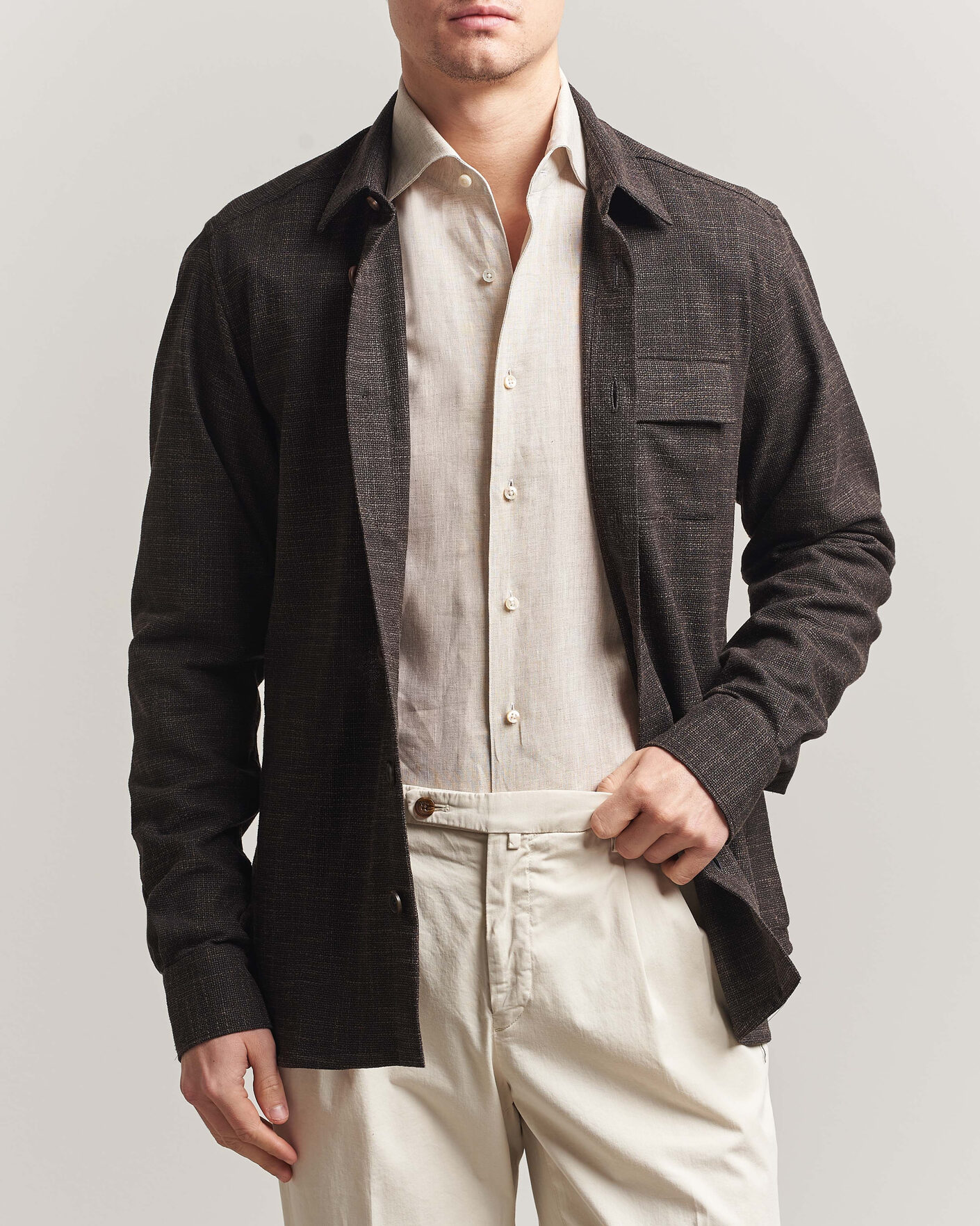 Men | Shirts | Kiton | Virgin Wool Overshirt Dark Brown