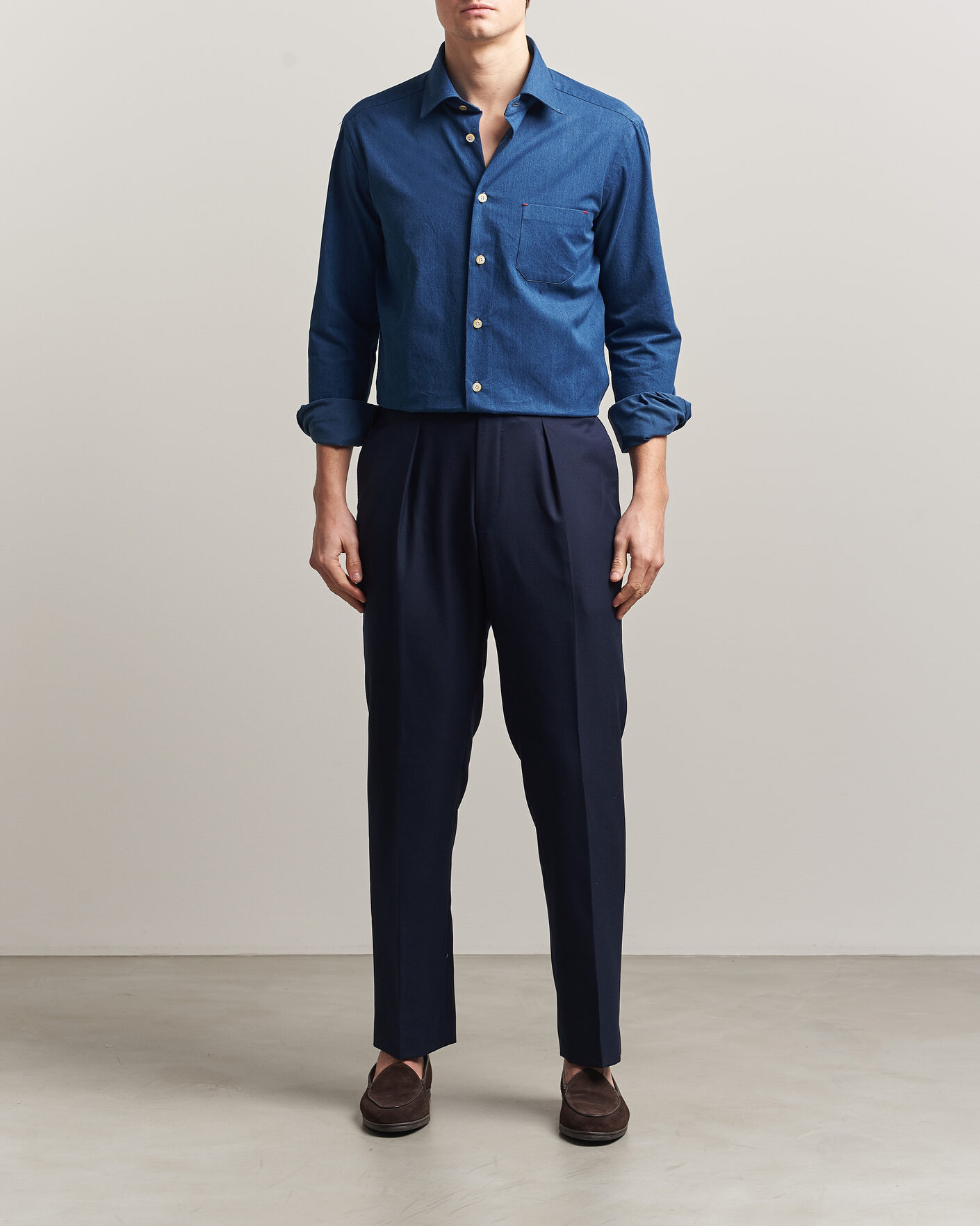 Men | Shirts | Kiton | Denim Sport Shirt Medium Blue