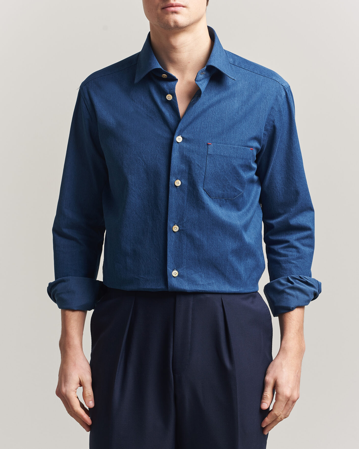 Men | Shirts | Kiton | Denim Sport Shirt Medium Blue