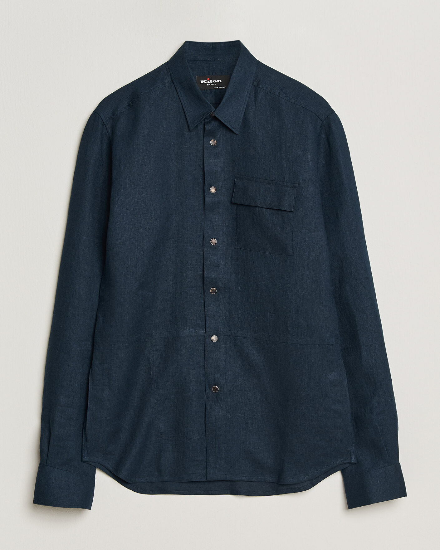 Men | Shirts | Kiton | Linen Overshirt Navy